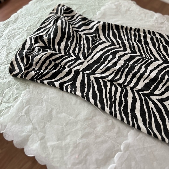 EUC VTG 90s L zebra stripe strapless dresss cotton/lycra side slits - Picture 9 of 16